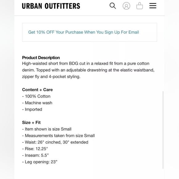 Urban Outfitters BDG Poppy Denim Drawstring Shorts Washed Black XS - Picture 7 of 12